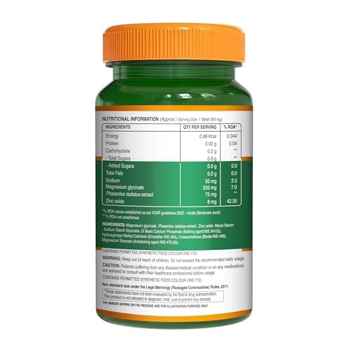 Image of Pure Nutrition Magnesium Glycinate with Zinc Supplement | High Absorption Magnesium Supplement for Bone, Muscle & Nerve Vitality | Supports Calm, Sleep Quality & Cramp Relief - 120 Tablets