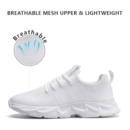 Image of Mens Running Shoes Slip On Walking Sneakers Slip Resistant Athletic Sports Mesh Workout Casual Sports Shoes Ultra Lightweight Breathable White US 11