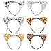 Lurrose Lot de 6 serre-têtes oreilles de chat léopard en peluche pour enfants, filles, femmes, fête d'anniversaire, cosplay