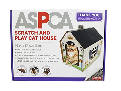 Aspca Cardboard Cat House Hideaway Playhouse With Cat Scratcher Scratching Pad 19"L X 13"W X 17"H #TOP3
