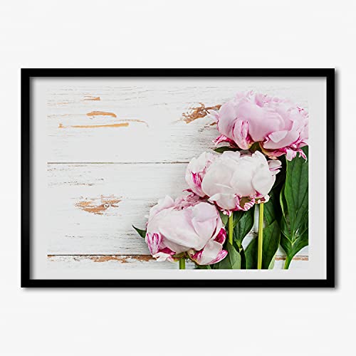 Affiche pivoines 70x50 cm avec son cadre en bois pour illuminer votre salon