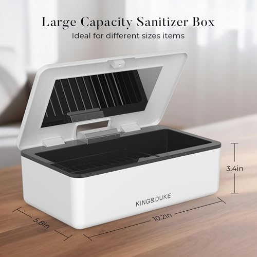 Image of KING&DUKE Phone Sanitizer, UV Sanitizer Box with 360 UV-C Light, Portable UV Phone Sanitizer for Cell Phone, Keys, Glasses, Earphones - White