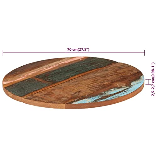 Plateau de table rond 70 cm bois recyclé massif pour table basse rustique