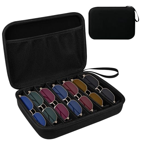 Image of Glasses Case Hard Shell Adjustable Slots Sunglasses Case for Multiple Pairs, for Travel, Trip, Camping