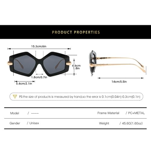 Metal Alloy Irregular Leg Sunglasses Ladies Women Fashion Geometry Polygon Eyeglasses Uv4002