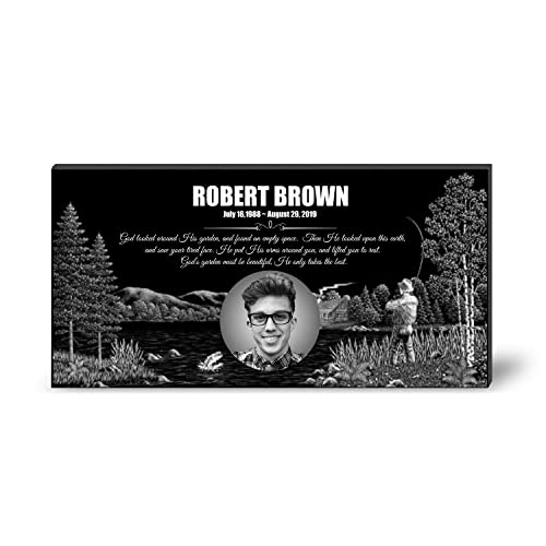 ADFSTONE 20x10 Granite Headstones for Graves Grave Markers for Cemetery for Humans Memorial Plaques for Outdoors Bereavement Garden Stones Cemetery Headstones with Porcelain Photo