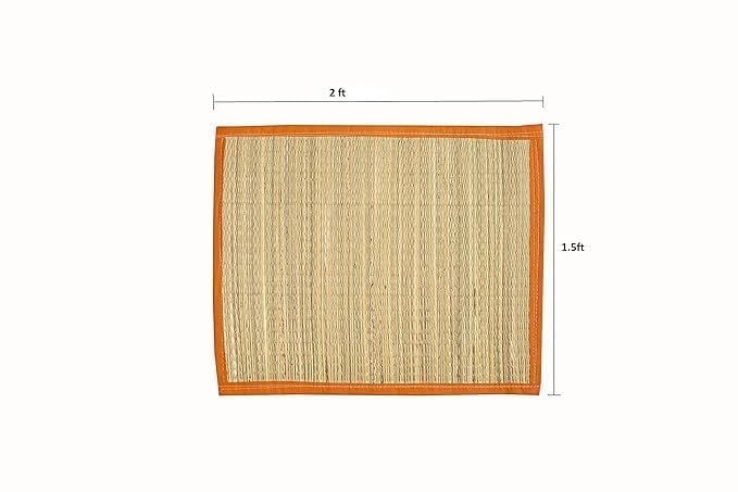 Image of CRAFT OF INDIA Handmade Korai Pai Kusha Grass Pooja Aasan Sitting Floor Mats (Green (1.5X2 ft (4pcs Combo))