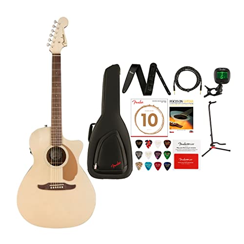 Fender Newporter Player California Series 6-String Acoustic Guitar Deluxe Bundle (Champagne, Right-Hand) (10 Items)