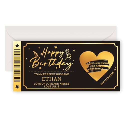 Personalised Scratch Card Birthday Scratch Card Gift Reveal Birthday Surprise Greeting Cards Scratch-Off Stickers with Envelope Best Wishes Gift Greeting Cards for Women Men (Design 5)