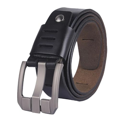Men’S 3.7Cm Genuine Leather Pin Buckle Casual Luxury Designer Belt Solid Strap For Everyday Wear With Jeans