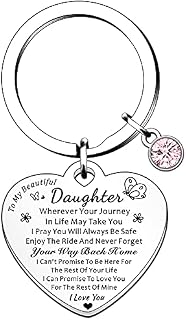 HULALA to My Daughter Gifts from Mum Dad for Birthday Christmas Graduation Lovely Heart I Love You Daughter Keychain Present