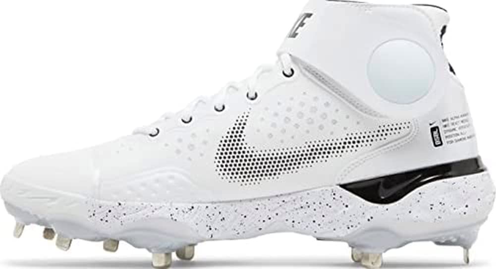 Nike Alpha Huarache Elite 3 Mid CV3550-105 White-Black Men's Metal Baseball Cleats 7 US
