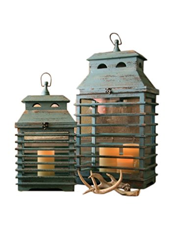 Set of 2 Vintage Blue Shutter Lanterns