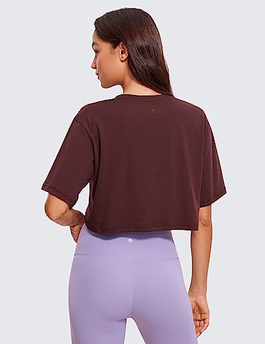 CRZ YOGA Camiseta feminina de algodão pima para treino de ginástica camiseta manga curta para ioga C