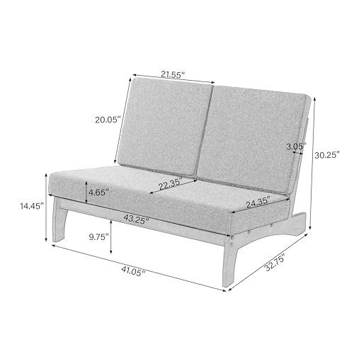 Image of Pia Ricoo 1-Piece Patio Furniture Set, Outdoor Loveseat with 4.5-Inch Thick Cushions, All-Weather Outdoor Sofa for Backyard, Deck, Lawn - Light Camel (Split Back)