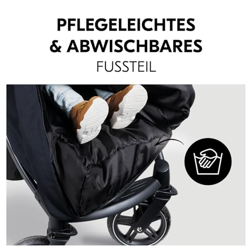 hauck Universal Fußsack für Buggys, Kinderwagen & Fahrradanhänger, Warm mit Fleece Innenfutter, Anti-Rutsch, 2 Wege Reißverschluss, Kapuze, Waschbar & Faltbar (Schwarz)