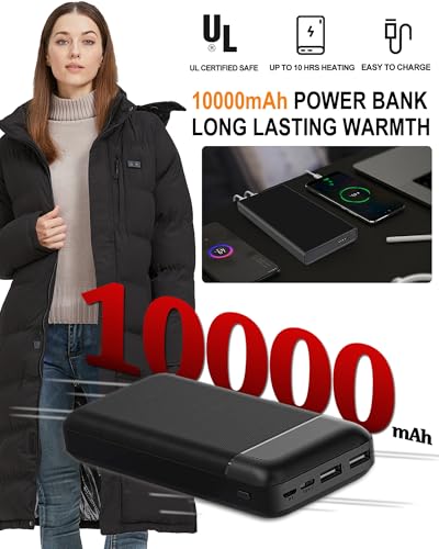 Women's Heated Long Jacket with Battery Pack Winter Coat for Women with Box3