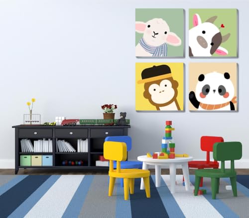4 Pack Framed Paint by Numbers Kit for Kids with Wooden Easel & Gift Box,Cute Animals Painting Kit Ages 4-8-12,Easy Paint by Number Kids for Beginner,DIY Acrylic Oil Frame Paintings Decor 8X8inch - Image 3