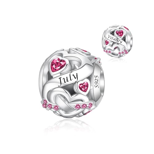 Image of Birthstone Charm 925 Sterling Silver Charms fits Bracelets and Necklace Pendant Bead Happy Birthday Charms Jewelry Present for Women Family Friends