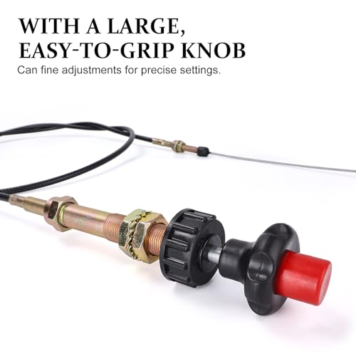 Image of 10FT Heavy Duty Vernier Adjustable Lock Control Cable, Part Number VCGTX10, Locking Adjustable Heavy Duty Vernier Control Cable, Red Knob