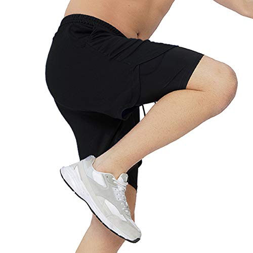 image for Yidarton Men's Sports Shorts 2-in-1 Running Gym Workout Quick Drying B