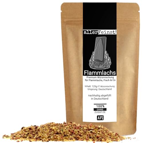 allerFeinst! - Flammlachs Gewürz - Premium Würzmischung für skandinavischer Feuerlachs Holzbrettlachs Fisch - nach finnischer Art - ohne Glutamat 1er Pack (1 x 125g)