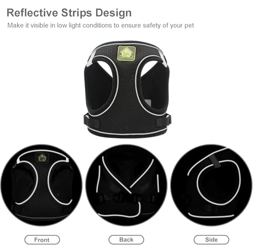 Cat Harness and Leash Set, Escape Proof Adjustable Kitten Vest Harness with Leash & Collar, Lightweight Reflective Pet Harness for Small and Medium Cats Outdoor Walking Travel, Black (M) - Image 6