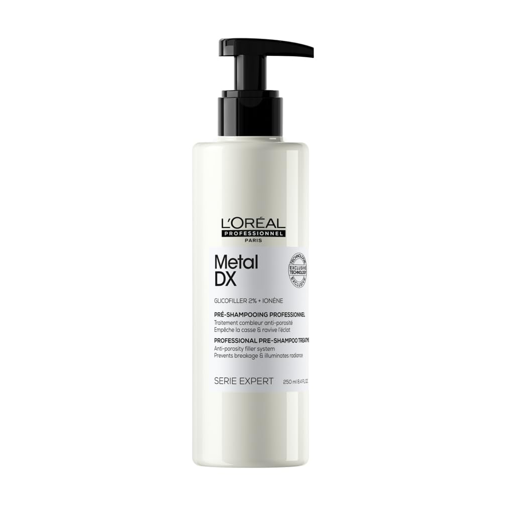 L'Oréal Professionnel Pre-Shampoo für alle Haartypen, Anti- Haarbruch, Für kräftigeres, glänzenderes, geschmeidigeres & weniger poröses Haar, Serie Expert, Metal DX Pre-Shampoo, 250 ml