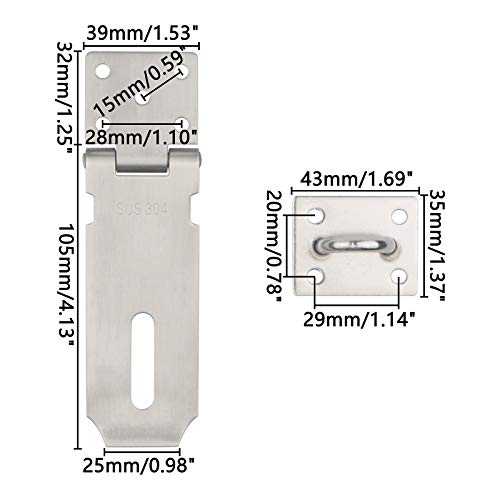 Image of 6 Pack Padlock Hasp Latch, 4 Inch Stainless Steel Security Door Clasp Hasp Lock Latch Lock Safety Padlock Clasp with Screws for Furniture, Cabinet, Drawer, Cupboard and Closet