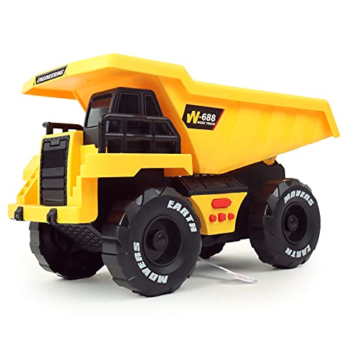 Engins de chantier- Camion Benne à Friction Lumineux et sonique, 021008, Jaune Cover