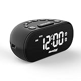 REACHER LED Digital Alarm Clock with 2 USB Ports, Dual Alarm with 5 Volume Adjustable Natural Sounds, 0-100% Dimmer, Snooze, 12/24 Hour, Weekday, Weekend, 7 Days, Big Digits, Small Size for Bedside