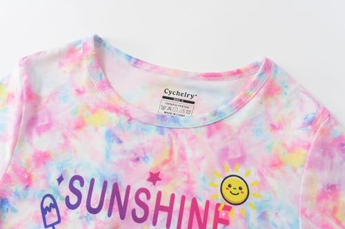 Image of Tie Dye Mermaid Sloth Christmas Halloween Pajamas for Girls Long Sleeve and Pants Nighty PJS 2-piece Set Size 6-16