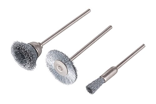 wolfcraft Stainless Steel Wire Mini Brush Set 3 Pcs. I 2747000, Green