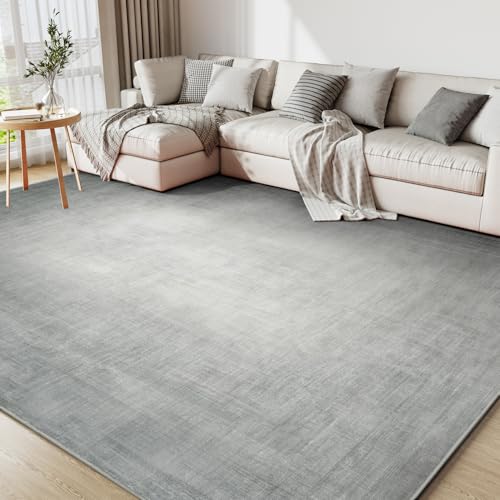 9x12 Area Rugs for Living Room, Machine Washable Non Slip Area Rug Modern Abstract Indoor Rug Carpet Ultra Soft Rugs for Bedroom Dining Room Playroom Bedside Office, Ash Grey Ash Grey 9' x 1
