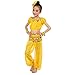 Xmiral Costumi da Ballo Fatti a Mano Bambini Ragazza Danza del Ventre Costumi Bambini Danza del Ventre Egitto (130cm,1PC Top + 1PC Pants + 1PC Waist Chain + 1Pair Bracelet + 1PC Head Flower Giallo)