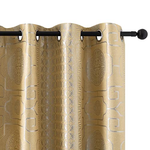 GIRASOLE HOME® 1 paire de rideaux jacquard semi-occultants, motif oriental, doux, isolation...