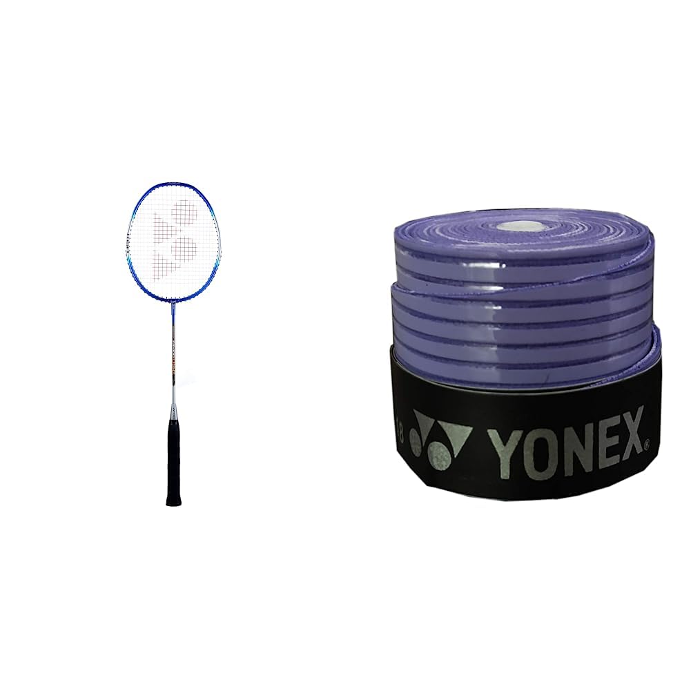 Yonex ZR 100 Light Aluminium Badminton Racquet with Full Cover | Made in India (Blue,Set of 1) & Yonex ET 903 E Super Rubber Badminton Grip (Purple)-image-25