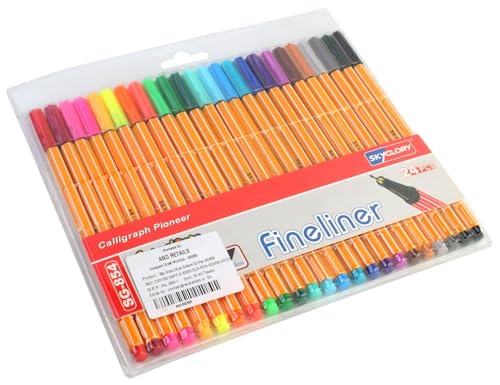 Canetas Coloridas Ponta Fina 0.4mm - Kit com 24 Cores Vibrantes - Caneta Ponta Fina para Desenho, Es