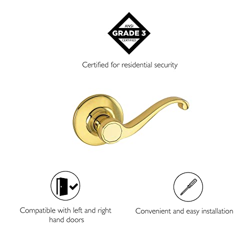 Design House 775338 Scroll Dummy Door Handle, Reversible for Left or Right Handed Doors Polished Brass Finish - Image 2