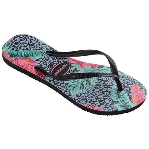Havaianas kids slim animal floral sandal - black/black -, 11/12C little kid3
