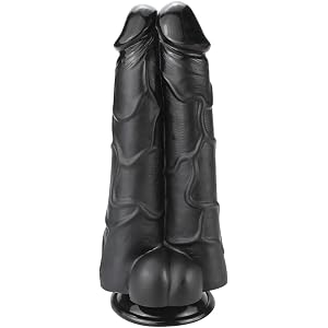 Realistic Double Dildo Massive Anal Plugs with Suction Cup Penis Cock G-Spot Massage Butt Plug Large Anal Sex Toys for Advanced Players Sex Factory (Black)