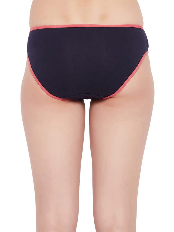 Image of Clovia Women's Cotton Low Waist Bikini Panty with Lace Panel in Blue