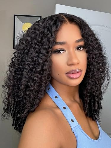 Curlyme Burmese Curly Wear and Go Glueless Wig Human Hair Spiral Curly Full Ends Update 9X6 T Part Pre Bleached Pre Cut Lace Flip Over Beginner Friendly with Drawstring 200% Density 20 Inch