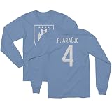 Tutiinca R.Araujo 4 Jersey Style - Uruguay Soccer Cup Fan Long Sleeve T-Shirt (Carolina Blue, X-Large)
