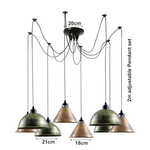 Lustre moderne 8 têtes avec douilles E27 pour éclairage grand angle