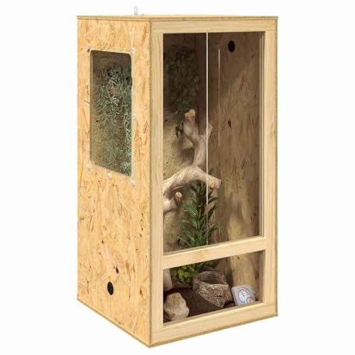 vidaXL Terrario Marrón 50 x 50 x 100 cm OSB, Recinto para Reptiles, terrario Cuadrado rústico, hábitat de Vidrio versátil, hogar para Mascotas