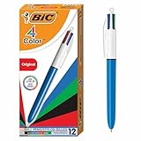BIC 4-Color Ballpoint Pen, Medium Point (1.0mm), Assorted Inks, 12-Count