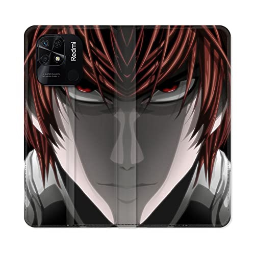 Funda Cuero Cartera Xiaomi Redmi 10C Death Note con tarjetero y tapa de protección