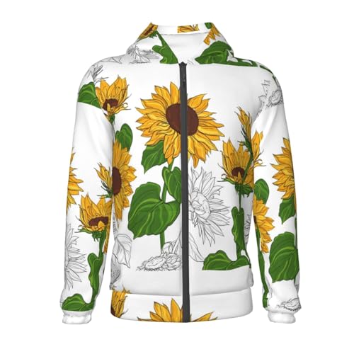 Plump Sunflower And Sketch Kids Pullover Hoodies Boys Zip Up Sweatshirts Girls Athletic Clothes with Pocket2