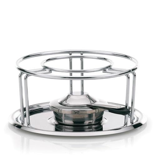 kela Rechaud para fondue de queso con quemador de pasta MAXI, calentador metálico cromado para fondue, recipiente para pasta combustible, calentador de alimentos